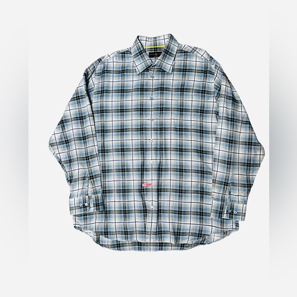 Robert Talbott Classic Blue Plaid Button Down Long Sleeve Shirt size XXL - Picture 1 of 10